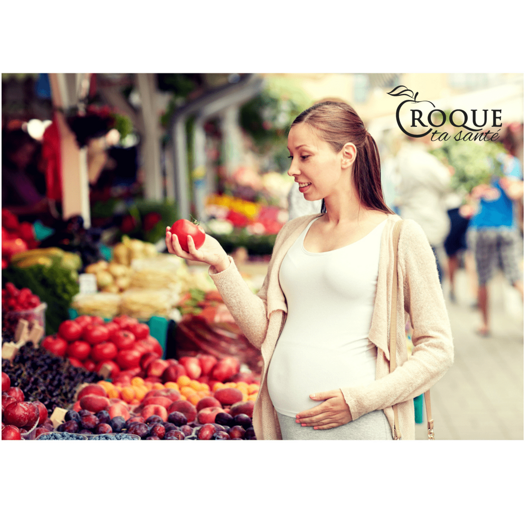 illustration femme enceinte au marché